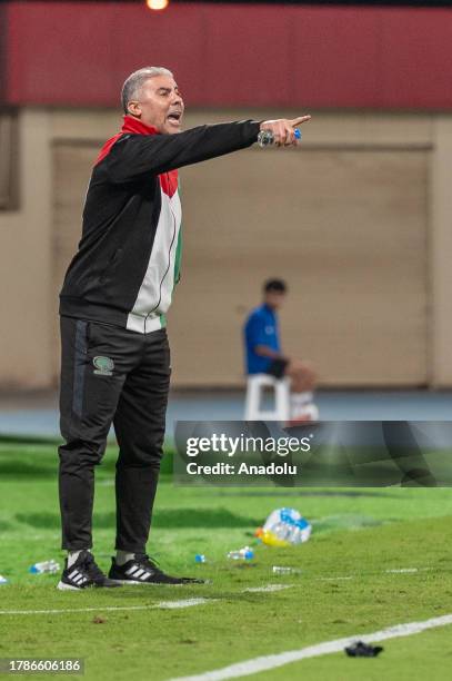 Head coach of Palestine Makram Daboub gives tactics during the 2026 FIFA World Cup Asian qualifiers group I soccer match between Lebanon and...