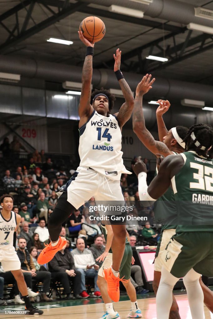 Iowa Wolves Action Javonte Cooke of the Iowa Wolves shoots the ball against the... News ...