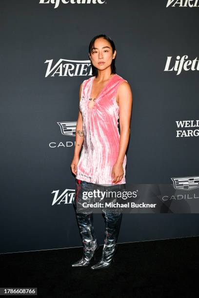 Greta Lee at the Variety Power of Women event at The Getty Villa on November 16, 2023 in Los Angeles, California.