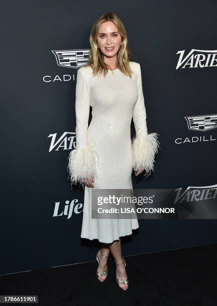British actress Emily Blunt arrives for Variety's Power of Women event at Mother Wolf in Los Angeles, California, on November 16, 2023. The 2023...