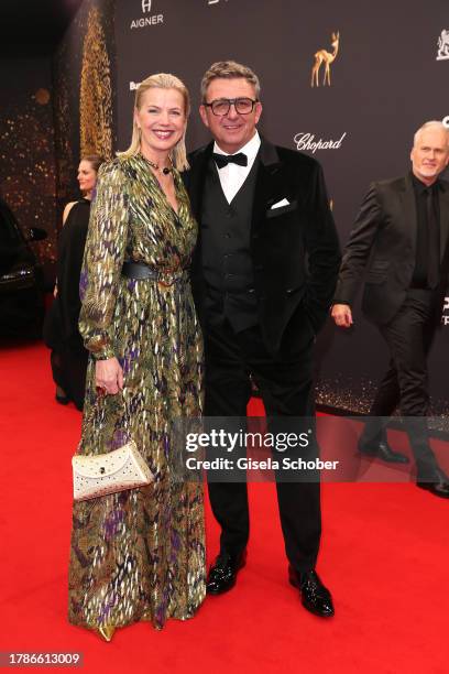 Susanne Sigl, Hans Sigl during the 75th Bambi Awards at Bavaria Filmstadt on November 16, 2023 in Munich, Germany.