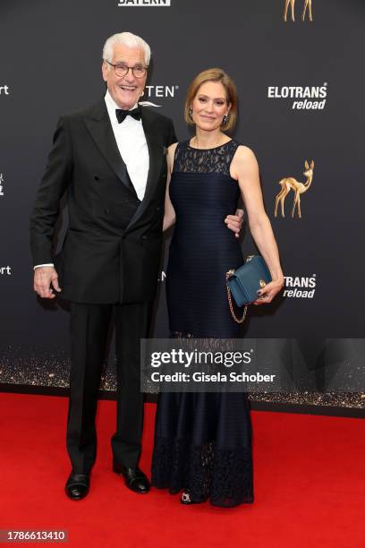 Sky DuMont, Julia Schütze during the 75th Bambi Awards at Bavaria Filmstadt on November 16, 2023 in Munich, Germany.