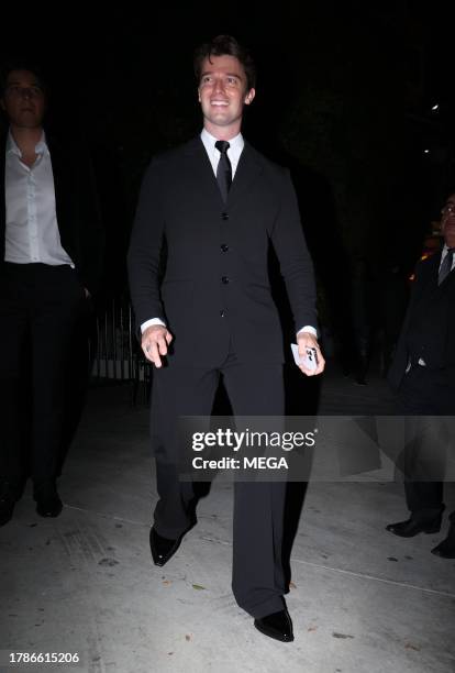 Patrick Schwarzenegger seen at the GQ party at on November 16, 2023 in Los Angeles, California.