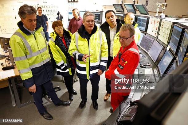 Labour leader, Sir Keir Starmer , Scottish Labour leader Anas Sarwar and British Shadow Secretary of State of Climate Change and Net Zero Ed Miliband...