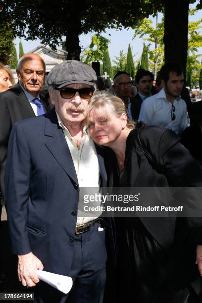 Humorist Popeck with actress Isabelle Nanty attend President of FIFA protocol Doctor Pierre Huth's Funeral in Nogent Sur Marne cemetery on August 30,...