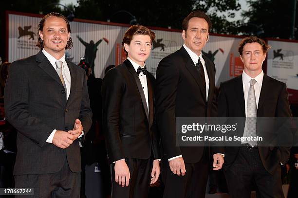 Actors Ronnie Blevins, Tye Sheridan, Nicolas Cage and director David Gordon Green attend the 'Joe' Premiere during The 70th Venice International Film...