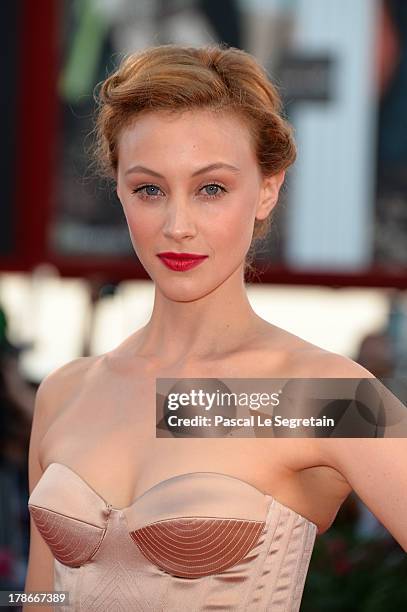 Actress Sarah Gadon attends the 'Joe' Premiere during The 70th Venice International Film Festival at Palazzo Del Cinema on August 30, 2013 in Venice,...
