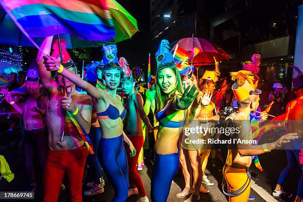 participants in mardi gras parade - sydney mardi gras stock pictures, royalty-free photos & images