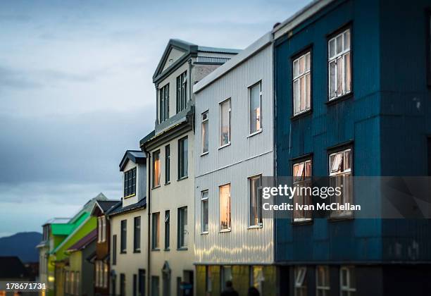 tin row houses in reykjavik - mcclellan stock pictures, royalty-free photos & images