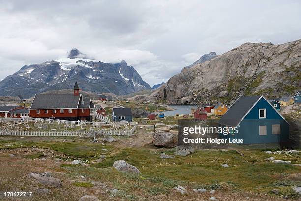 church in greenland's southern-most village - prince christian sound greenland stock pictures, royalty-free photos & images