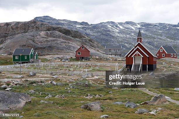 church in greenland's southern-most village - prince christian sound greenland stock pictures, royalty-free photos & images