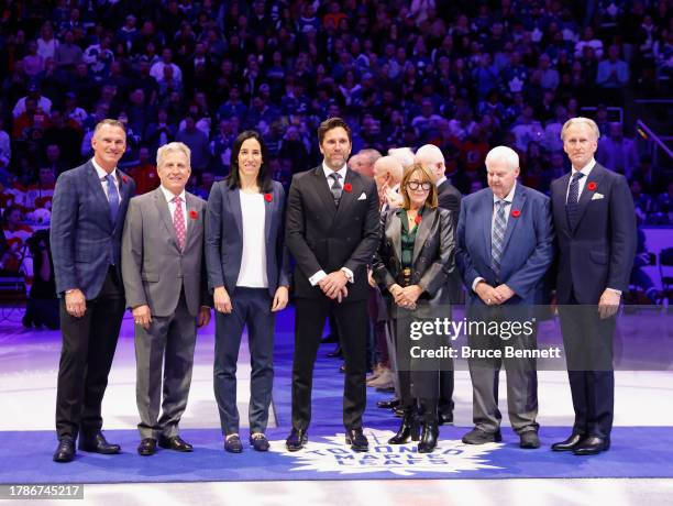 Hockey Hall of Fame inductees Pierre Turgeon, Mike Vernon, Caroline Ouellette, Henrik Lundqvist, Coco Lacroix , Ken Hitchcock and Tom Barrasso are...