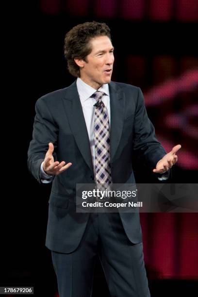 Pastor Joel Osteen speaks during MegaFest at the American Airlines Center on August 30, 2013 in Dallas, Texas.