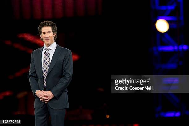 Pastor Joel Osteen speaks during MegaFest at the American Airlines Center on August 30, 2013 in Dallas, Texas.