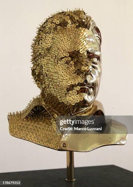 The scultpure "Punaise Varken" by artist Jan Fabre is displayed during the St. Moritz Art Masters exhibition at Engadiner Museum on August 30, 2013...