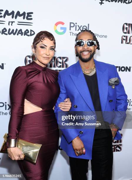 Michelle Le Fleur and Omarion attend Femme It Forward Give Her FlowHERS Gala 2023 at The Beverly Hilton on November 10, 2023 in Beverly Hills,...