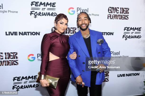 Michelle Le Fleur and Omarion attend Femme It Forward Give Her FlowHERS Gala 2023 at The Beverly Hilton on November 10, 2023 in Beverly Hills,...
