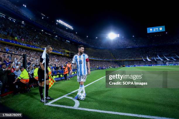 Lionel Messi of Argentina seen during the match between Argentina and Uruguay as part of FIFA World Cup 2026 Qualifier at Estadio Alberto J. Armando...