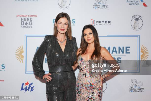 Julia Lemigova and Adriana de Moura attend the American Humane Hero Dog Awards at The Breakers on November 10, 2023 in Palm Beach, Florida.