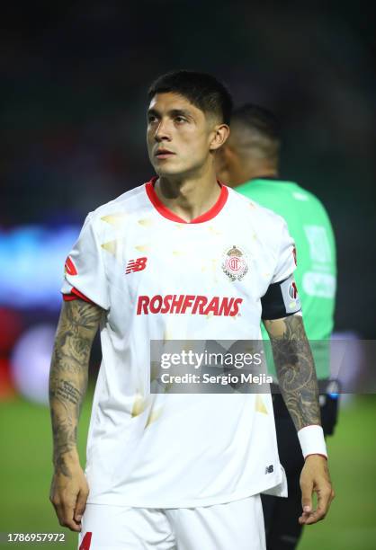 Valber Huerta of Tol pose prior the 17th round match between Mazatlan FC and Toluca as part of the Torneo Apertura 2023 Liga MX at Kraken Stadium on...