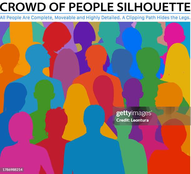 stockillustraties, clipart, cartoons en iconen met crowd of people silhouette (all people are complete, a clipping path hides the edges) - collega