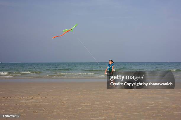 kiting on the beach - hua hin stock pictures, royalty-free photos & images