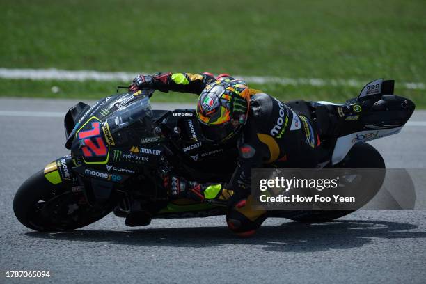 Marco Bezzecchi of Italy and Mooney VR46 Racing Team rides during MotoGP qualifying at Sepang Circuit on November 11, 2023 in Kuala Lumpur, Malaysia.