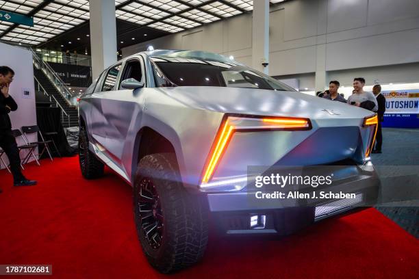 Los Angeles, CA Auto enthusiast and media view the new start-up AITEKX, during the global reveal of their configurable multi-function electric...