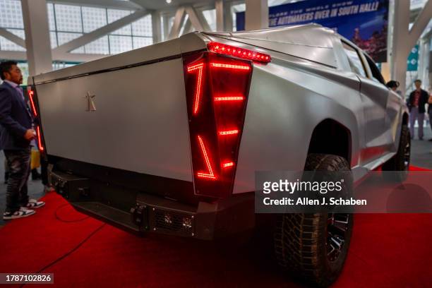Los Angeles, CA Auto enthusiast and media view the new start-up AITEKX, during the global reveal of their configurable multi-function electric...
