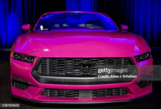 Los Angeles, CA A view of the 2024 Ford Mustang Ecoboost convertible on display in the Galpin Hall of Customs at the LA Auto Show, one of the world's...