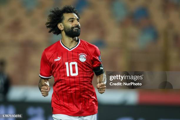 Mohamed Salah of Egypt team celebrate after score second goal from penalty during the 2026 FIFA World Cup Africa qualifiers football match between...