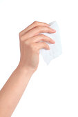 Woman hand holding a washcloth