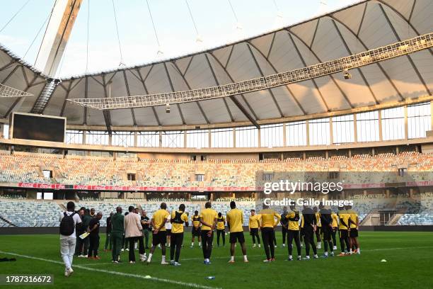 General view during the South Africa men's national soccer team training session and press conference at Moses Mabhida Stadium on November 17, 2023...