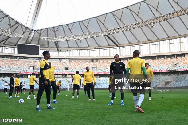 General view during the South Africa men's national soccer team training session and press conference at Moses Mabhida Stadium on November 17, 2023...
