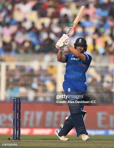 Dawid Malan of England plays a shot during the ICC Men's Cricket World Cup India 2023 between England and Pakistan at Eden Gardens on November 11,...