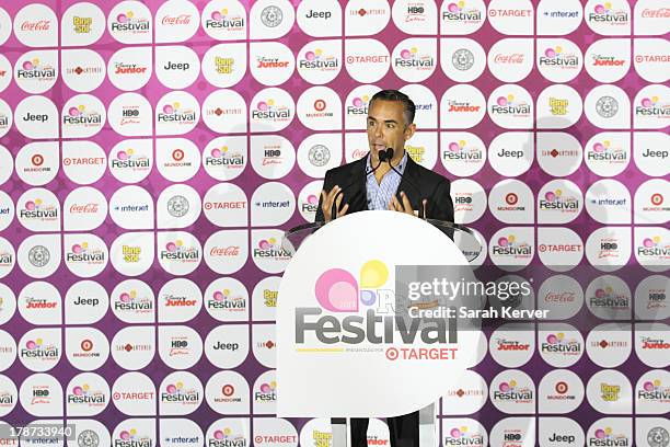 Rick Gomez, SVP of Marketing, Target, speaks at Festival People en Espanol Presented by Target press conference at the Henry B. Gonzalez Convention...