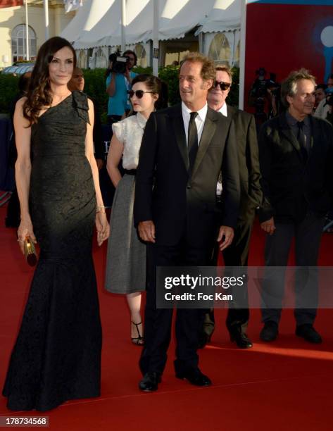 Famke Janssen, Vincent Lindon and Bruno Nuytten attend the 39th Deauville American Film Festival : Opening Ceremony at theCID on August 30, 2013 in...