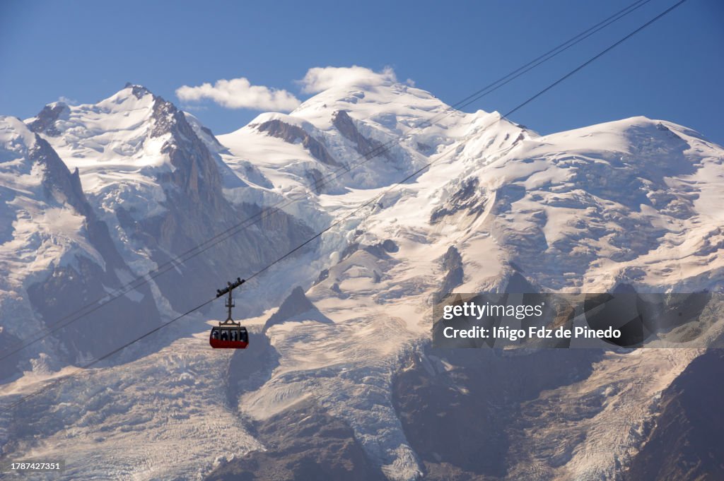 Grand Balcon Sud with stunning views to Mont Blanc massif and the Chamonix valley, Chamonix-Mont-Blanc, Haute-Savoie, France.