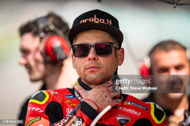 Alvaro Bautista of Spain at the starting grid during the Sprint race of the MotoGP PETRONAS Grand Prix at Sepang Circuit on November 11, 2023 in...