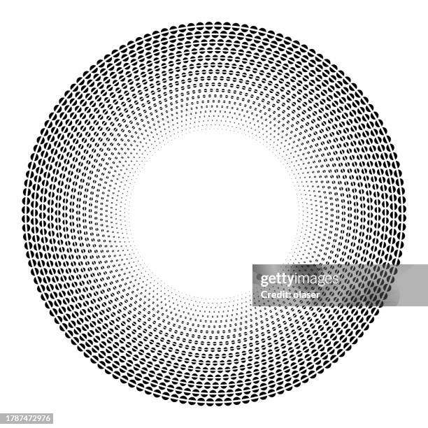 concentric halftone double semi circle pattern creating a radial gradient effect. - divided attention stock illustrations