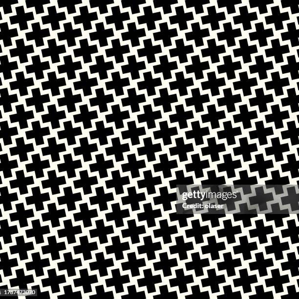 black cross patterns densely packed on a white background. - plus pattern vector stock illustrations