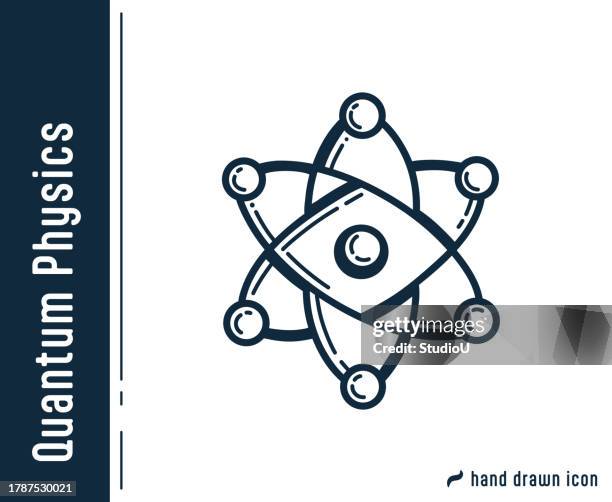 quantum physics atom core icon - electron microscopy stock illustrations