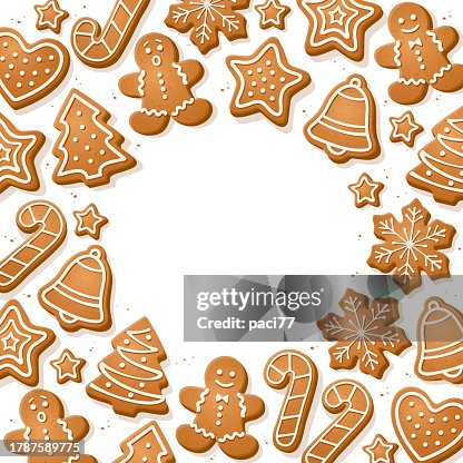 Gingerbread cookies with blank copy space. Gingerbread cookies with blank copy space.