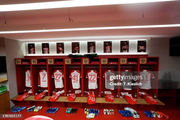 General view inside the Bayern Munich changing rooms ahead of the Bundesliga match between FC Bayern München and 1. FC Heidenheim 1846 at Allianz...