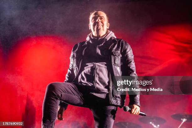 Hansi Kürsch of German band Blind Guardian, performs during the VII Mexico Metal Fest at Parque Fundidora on November 10, 2023 in Monterrey, Mexico.