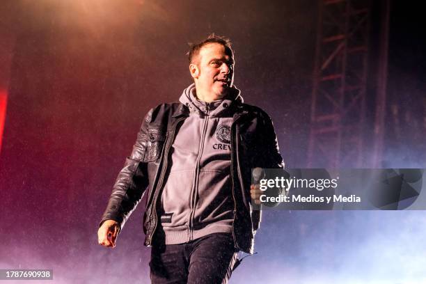 Hansi Kürsch of German band Blind Guardian, performs during the VII Mexico Metal Fest at Parque Fundidora on November 10, 2023 in Monterrey, Mexico.