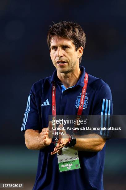 Diego Placente, Manager of Argentina during the FIFA U-17 World Cup Group D match between Argentina and Senegal at Si Jalak Harupat Stadium on...