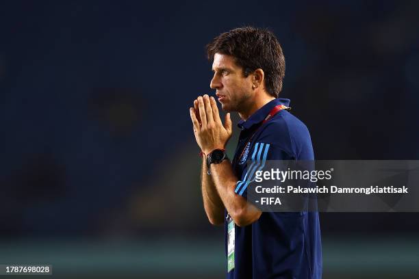 Diego Placente, Manager of Argentina during the FIFA U-17 World Cup Group D match between Argentina and Senegal at Si Jalak Harupat Stadium on...