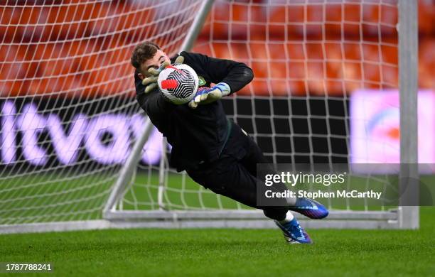 Amsterdam , Netherlands - 17 November 2023; Goalkeeper Mark Travers during a Republic of Ireland training session at Johan Cruijff ArenA in...