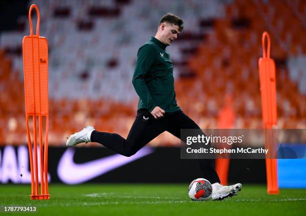 Amsterdam , Netherlands - 17 November 2023; Evan Ferguson during a Republic of Ireland training session at Johan Cruijff ArenA in Amsterdam,...